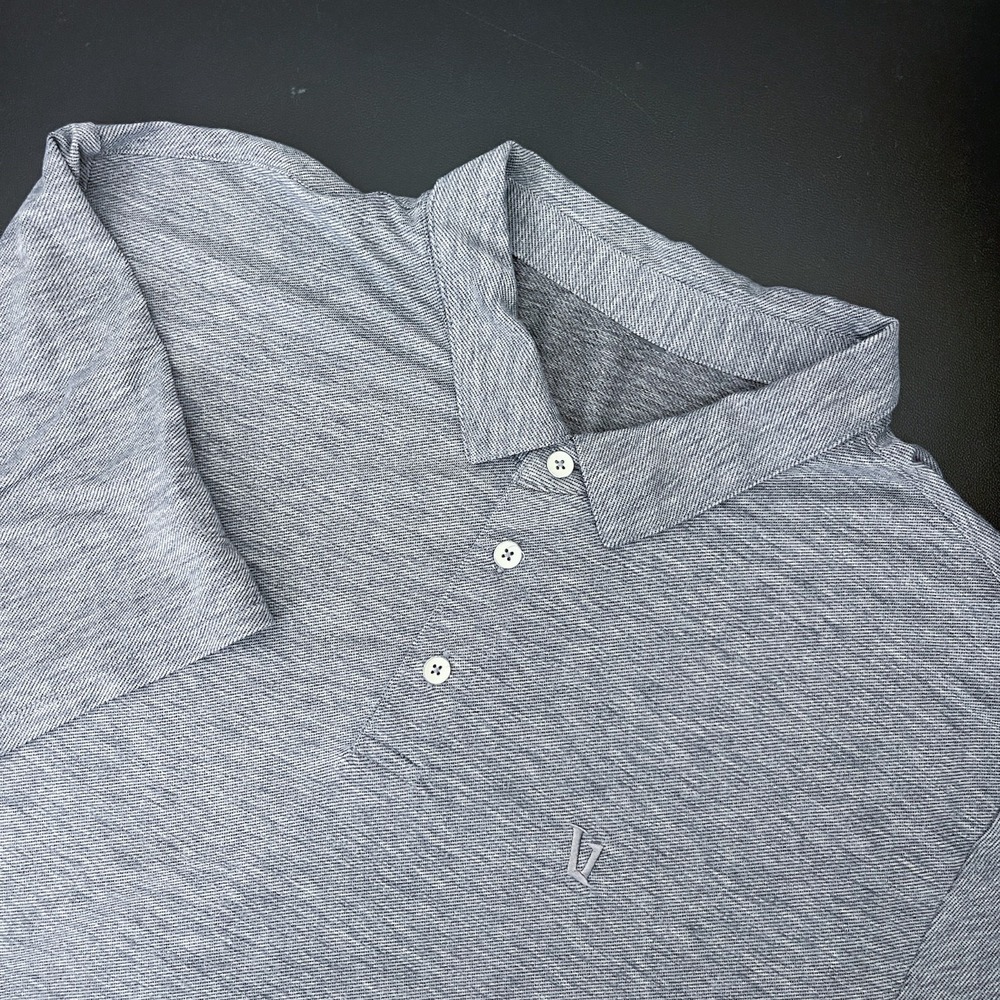 Vuori Knit Twill Polo Shirt Mens XL Grey Performance Stretch Athleisure Golf Gym